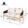 Outdoor Acacia Wood Loveseat,Modern Patio Rope Weave Loveseat with Wood Frame,Lounge Loveseat with Cushion for Garden or Deck-Coolbibila - 4 of 4