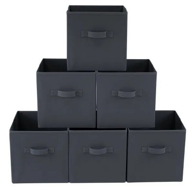 Racxily 6 Pack Collapsible Cube Fabric Storage Bins with handle, 10.5" x 10.5" Storage Containers for Organizing Storage Box