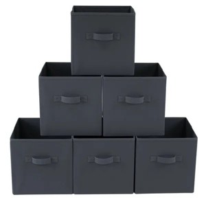 Racxily 6 Pack Collapsible Cube Fabric Storage Bins with handle, 10.5" x 10.5" Storage Containers for Organizing Storage Box - 1 of 4