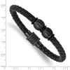 Black Bow Jewelry Black Plated Stainless Steel Black Leather & Rubber Bracelet, 8.25 In - 4 of 4