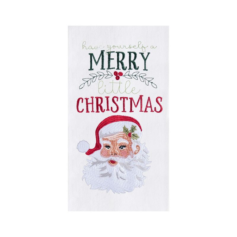 C&F Home "Have Yourself a Merry Little Christmas" Sentiment with Santa Claus Cotton Flour Sack Kitchen Dish Towel 27L x 18W in., 1 of 4
