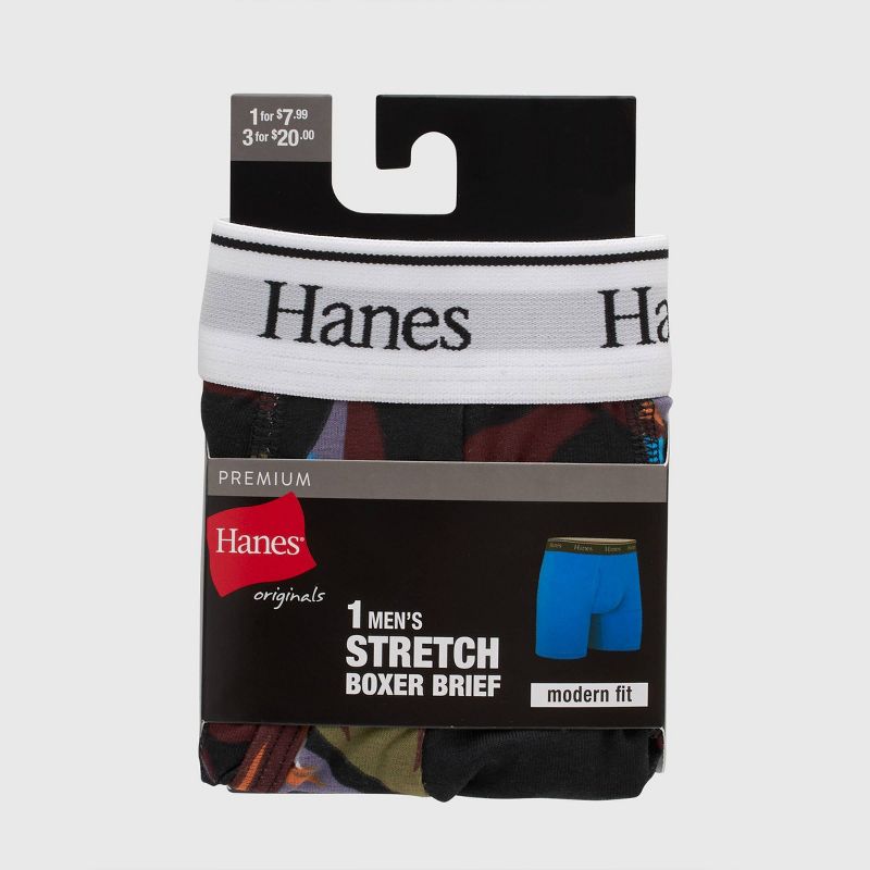 Hanes Originals Premium Men's Floral Print Boxer Briefs - Black/Blue, 3 of 4