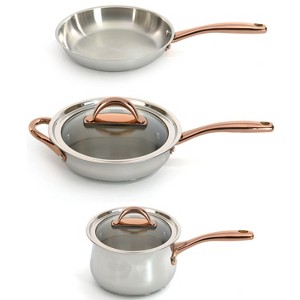 BergHOFF Ouro Gold 18/10 Stainless Steel 5Pc Cookware Set With Glass Lids For Starter, Rose Gold Handle - 1 of 4