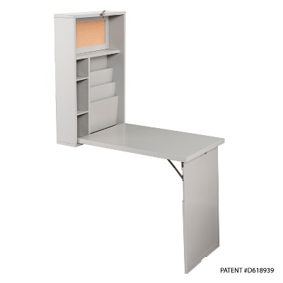 Costway Wall Mounted Computer Convertible Desk Floating Desk W/ Storage  Bookcases White : Target