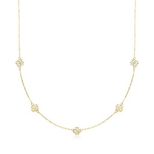 Ross-Simons Italian 10kt Yellow Gold Flower Station Necklace Size 18 - 1 of 3