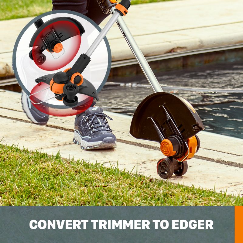 Worx WG162 20V Power Share 12" Cordless Battery Powered String Trimmer & Lawn Edger (Includes, Light Weight Weed Wacker, DoubleHelix Spool Line,, 6 of 14