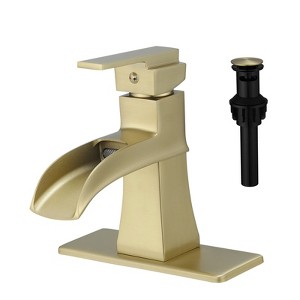 Kumasinova Single Handle Bathroom Faucet 1 Hole,Waterfall Deck Mount Bathroom Faucets with Pop-Up Drain,Bathroom Sink Faucet for Bathroom Sink - 1 of 4