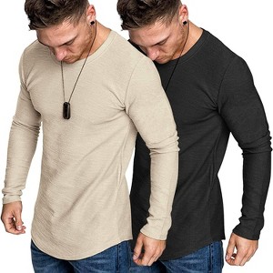 COOFANDY 2 Pack T Shirt Tee Round Neck Long Sleeve Slim Fit T-shirt - 1 of 4