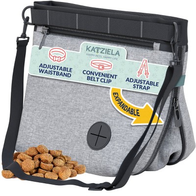 Expandable Pet Treat Pouch Hands Free Dog Treat Pouch, Anti Spill Dog Treat Bag Treat Pouches for Pet Training, Adjustable Shoulder Strap & Belt Clip