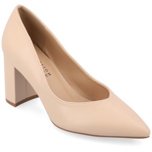 Journee Collection Women's Simonne SuperNatural Shades Block Heel Pointed Toe Pumps - 1 of 4