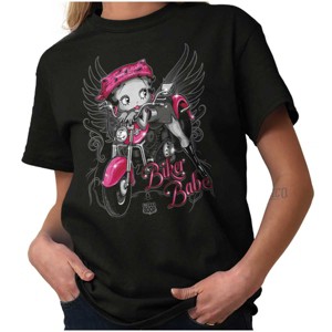 Women's Vintage Betty Boop Cartoon Biker Babe Graphic T Shirt Tees Brisco Brands - 1 of 1