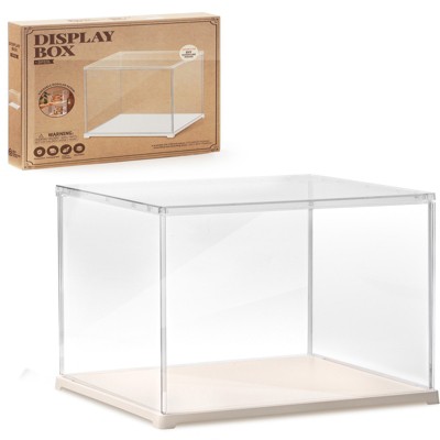 ROBOTIME One Display Box Dust Proof for All Miniature House Dollhouse Decor Kid Gift, Plastic, Off-White, 11.3"*9.3"*9.6"