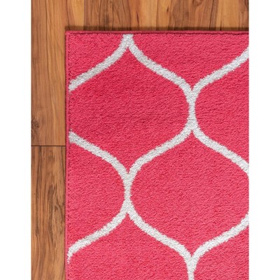 Pink Trellis Synthetic Easy Care Runner Rug
