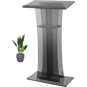 "47" Clear Acrylic Lectern Podium, Transparent Presentation Stand with Storage Shelf, for Wedding Ceremonies, Church, School & Business Events - 1 of 4