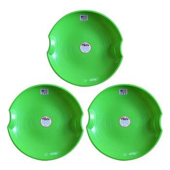 Paricon 626-G Flexible Flyer Round Flying Saucer Disc Racer Polyethylene Snow Sled Toboggan, for Ages 4 and Up, 26 Inch Diameter, Green (3 Pack)