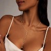 Lariat Gold Necklace for Women: Dainty 14K Gold Plated/Silver Y-Shaped Beaded Drop Chain, Trendy Gift - 2 of 4