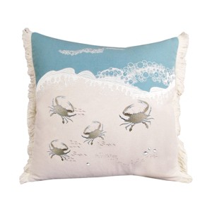 RightSide Designs Crab with Waves Pillow - 1 of 2