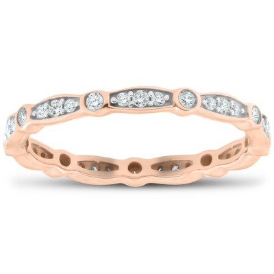 Pompeii3 1/3ct Diamond Eternity Wedding Ring 14K Rose Gold