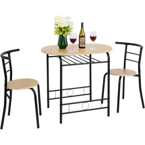 et,Kitchen Wooden Table anVINGLI 3 Piece Dining Sd 2 Chairs for Small Space/Dining Room/Apartment,Metal Frame,Black&Natural - 1 of 4