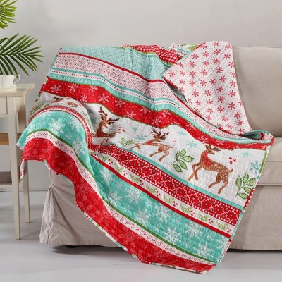 Let It Snow Holiday Quilted Throw Red - Levtex Home