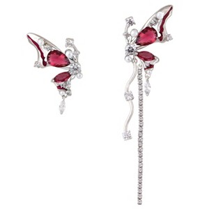 Anna-Kaci 925 Sterling Silver Butterfly Drop Dangle Earring Zircon Pendant Tassel Earrings for Women - 1 of 4