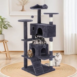 Sevobal Pet Tower Multi-Functional Cat Tree House Cat Climbing Frame, Lounge And Recreation Area Detachable Toy, Blue, 50″*50″*135″ - 1 of 4