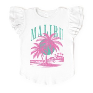 The Juniper Shop Retro Malibu Palm Tree Flutter Sleeve Tee - 3T - White - 1 of 4