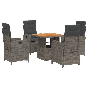 vidaXL Patio Dining Set with Cushions Outdoor Seating 2 Piece Gray Poly Rattan - 31.5" Table Length Without Footrest 4 Items - 1 of 4