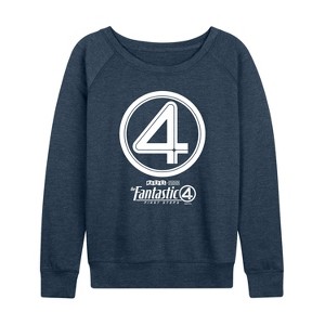 Women's - Marvel - Fantastic Four Circle Logo Lightweight French Terry Wide Neck Long Sleeve Shirt - 1 of 4