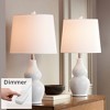 360 Lighting Jane Modern Table Lamps 25" High Set of 2 White Ceramic with Dimmers Fabric Drum Shade for Bedroom Living Room Bedside Nightstand Office - 2 of 4
