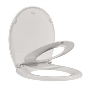 17" Round Toilet Seat with Toddler Seat Built in - for Adult & Child, with Soft-Close Lid, Safe PP Material, Easy Installation & Release, Biscuit - 1 of 4