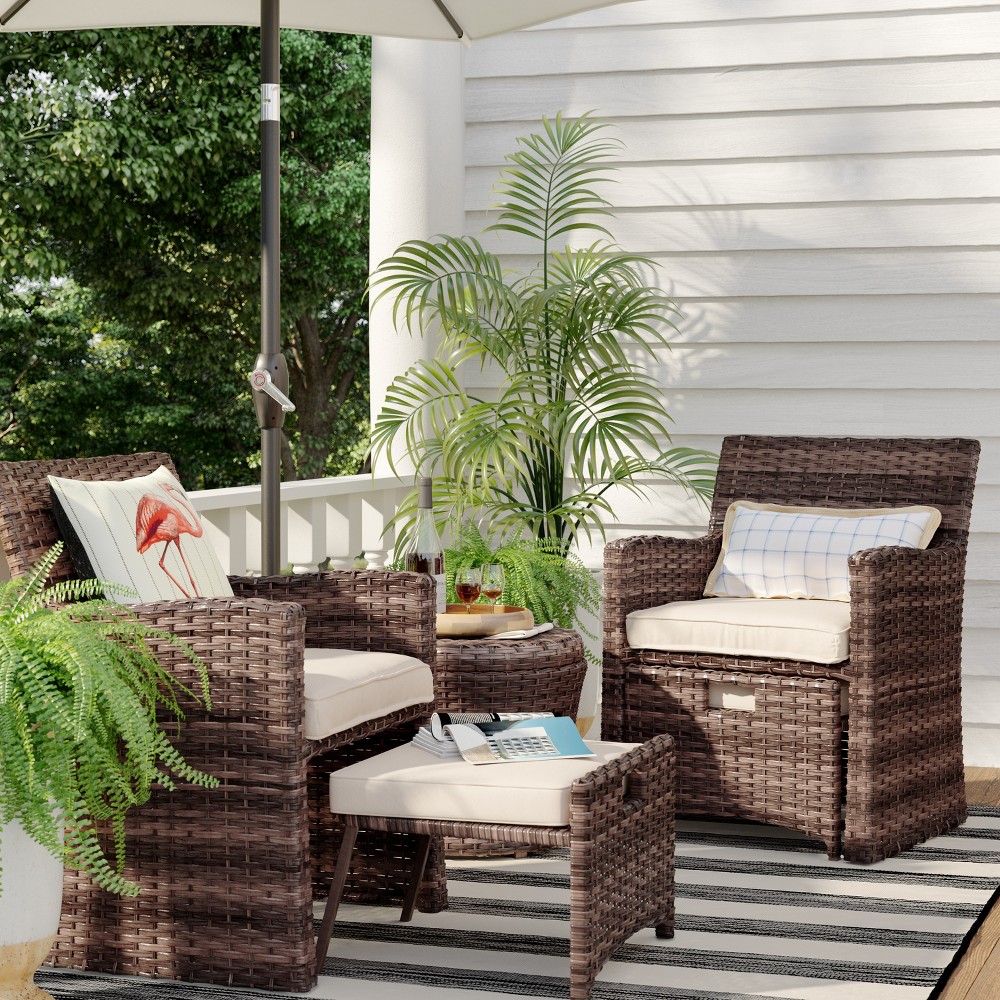 Halsted 5-pc. Wicker Small Space Patio Furniture Set - Tan - Threshold