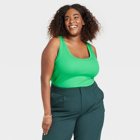 Women's Double-scoop Bodysuit - A New Day™ Green 2x : Target
