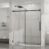 60"x72" Frameless Sliding Shower Door, 1/4"(6mm) Clear Tempered Glass with Easy-Clean Coating, Stainless Steel Hardware, Matte Black Finish - 3 of 4