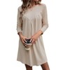 Women's Ribbed Mini Dress Long Sleeve Round Neck Casual Dresses - 2 of 4