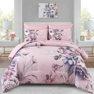 BAGOKIE 7 Pieces Floral Bed in a Bag  Comforter Set for All Season - 1 of 4