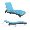 Patio Wicker Chaise Lounge Chair, Outdoor PE Rattan Sun lounger with Adjustable Backrest and 2 Wheels - 3 of 4