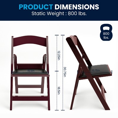Red Mahogany Resin Folding Chair with Black Vinyl Seat - 4 Pack