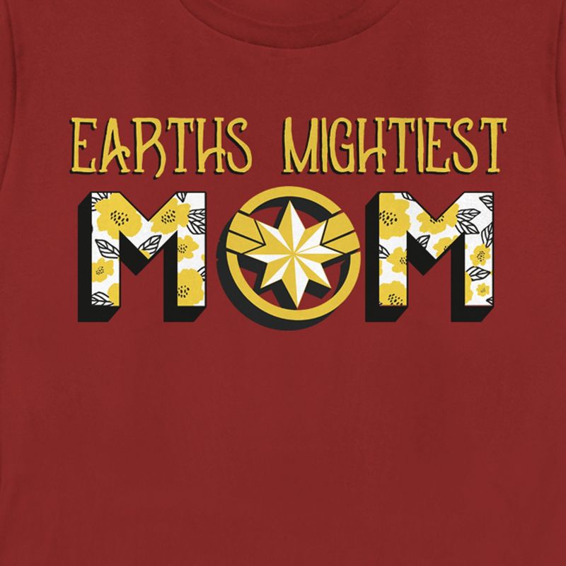 Women's Marvel Earths Mightiest Mom Captain Marvel Badge T-Shirt, 2 of 5