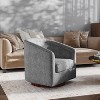 Emma and Oliver Club Style Barrel Accent Chair with 360 Degree Swivel Brushed Gold Vinyl Wrapped Base and Sloped Armrests - 2 of 4