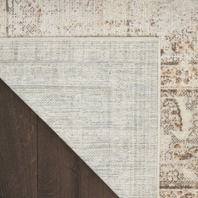 Beige Medallion Washable Synthetic Rectangular Area Rug 6'7" x 9'