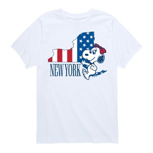 Boys' - Peanuts - Belle New York American Flag Short Sleeve Graphic T-Shirt - 1 of 4