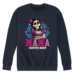 Men's Disney Imelda Mama Knows Best Graphic Fleece Sweatshirt - Navy - Small - 1 of 4
