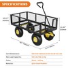 Garden Cart Heavy Duty Folding Yard Cart with 10"Multi-Terrain Tires,4 Removable Mesh Sides,180° Swivel Handle Metal Wagon for Lawn,Yard,Patio,Farm - 4 of 4