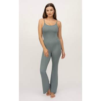 Yogalicious Lux Scarlett Flare Jumpsuit With Built-in Bra - Antler