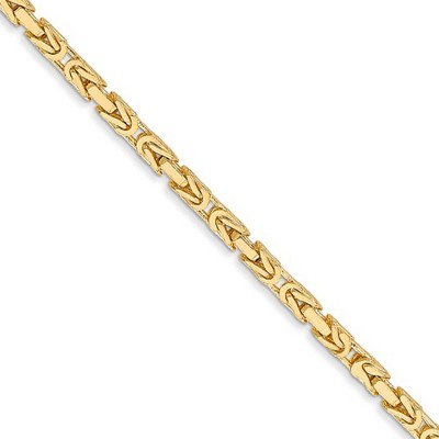 Black Bow Jewelry 2mm, 14k Yellow Gold, Solid Byzantine Chain Necklace