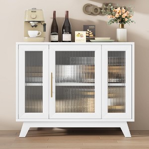 Buffet Storage Cabinet with Fluted Glass Door, 36" Modern Sideboard Cabinet with 2-Tier Storage - 1 of 4
