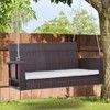 Outsunny 2-Person Wicker Hanging Porch Swing Bench Outdoor Chair with Cushions - 2 of 4