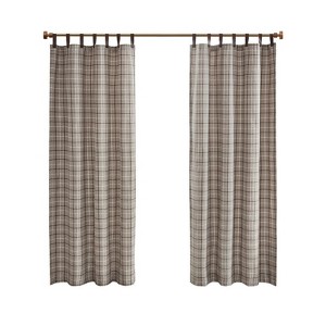 DSVIMOY Curtain Panels, Plaid Faux Leather Tab Top Curtain Panel with Fleece Lining for Living Room, Bedroom, Pewter, 84"*50"*0.13" - 1 of 4