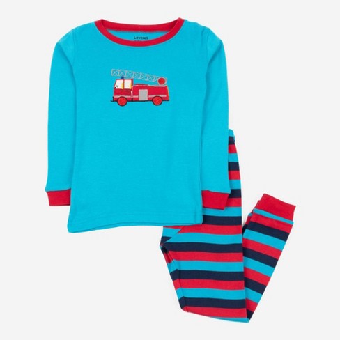 Leveret Two Piece Cotton Pajamas Striped Fire Truck 3 Year Target